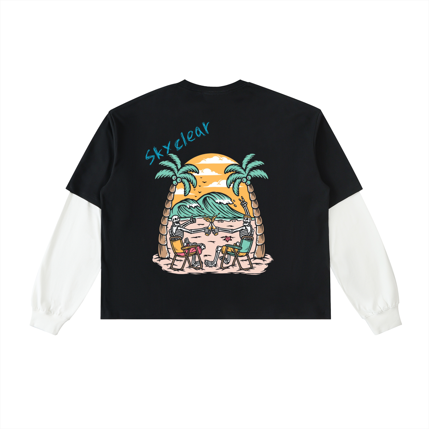 Layered Contrast Sleeve Cotton T-Shirt