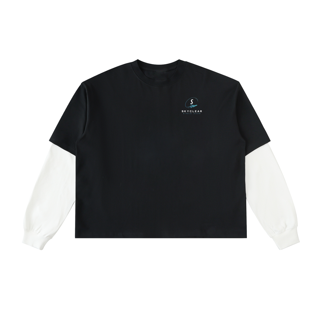 Layered Contrast Sleeve Cotton T-Shirt