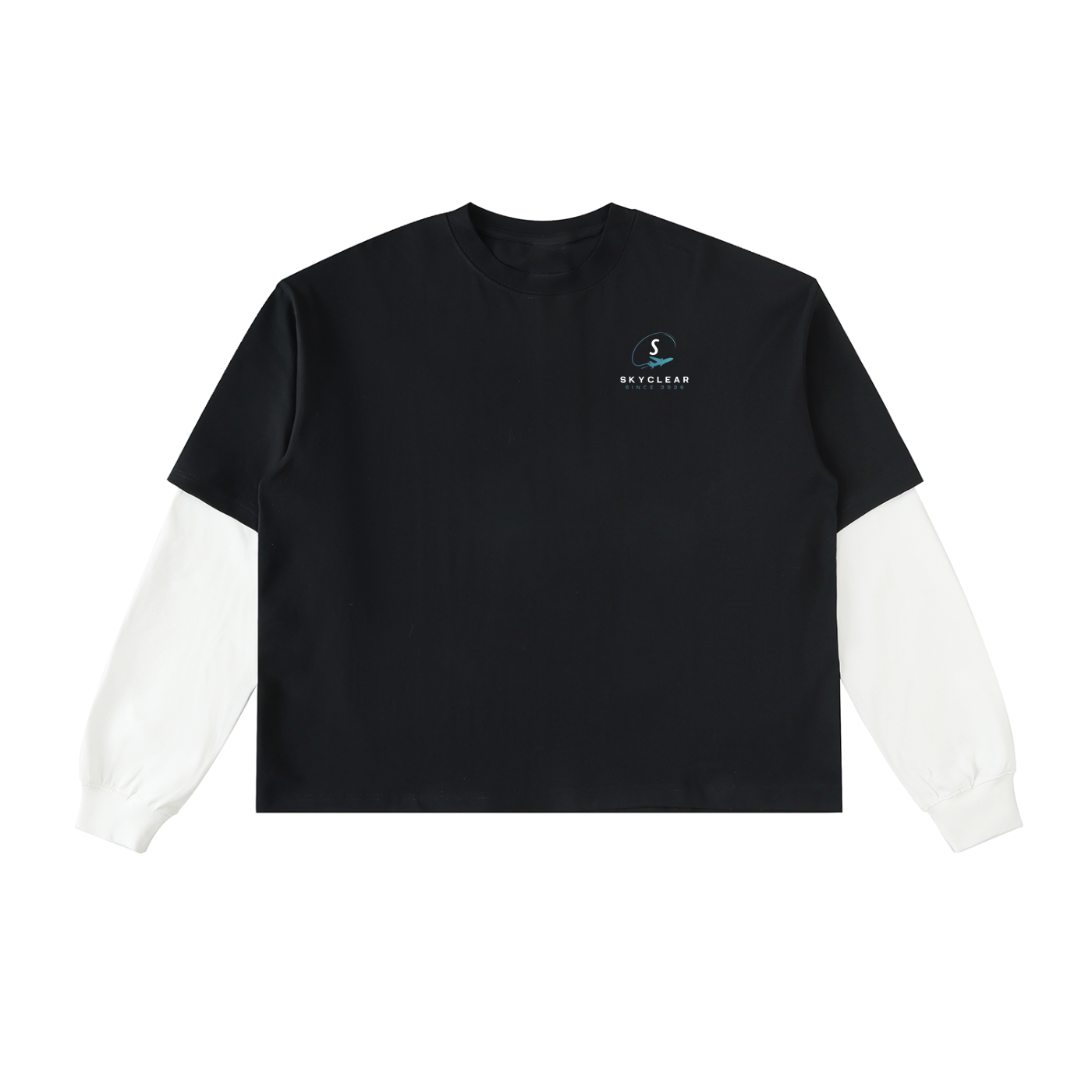 Layered Contrast Sleeve Cotton T-Shirt